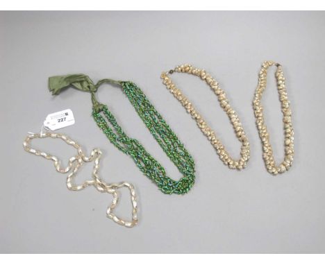Vintage Tasmanian Maireener Style Iridescent Shell Necklace, trochus shell and another necklace. (4)