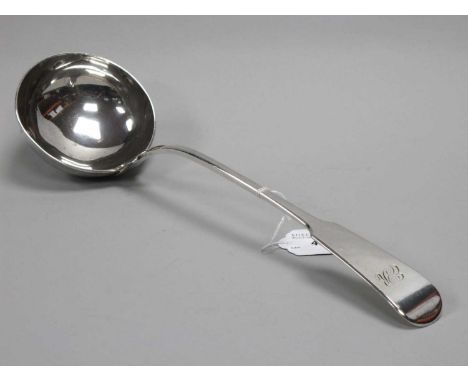 An Early XIX Century Scottish Hallmarked Silver Fiddle Pattern Ladle, John Murray Jr, Glasgow 1833, initialled 'ER', with cir