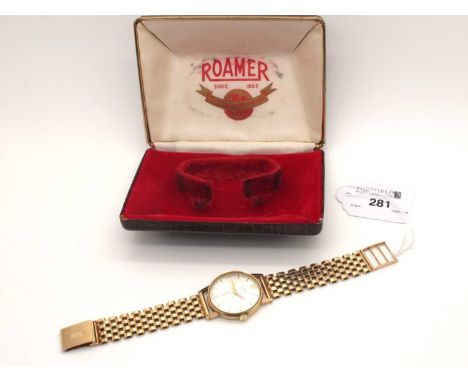 Roamer; A Vintage Gent's Wristwatch, the signed dial with Arabic numerals, arrowhead markers and seconds subsidiary dial (mov