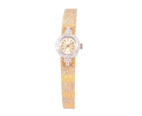 Cortebert - a lady's diamond set cocktail watch, 10mm circular champagne baton dial in a white metal case with twenty-two 8 c