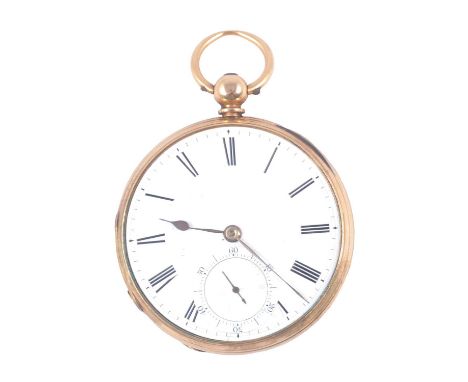 CATALOGUE AMENDMENT - An 18 carat yellow gold open face pocket watch, white enamel dial with Roman numeral chapter ring and s