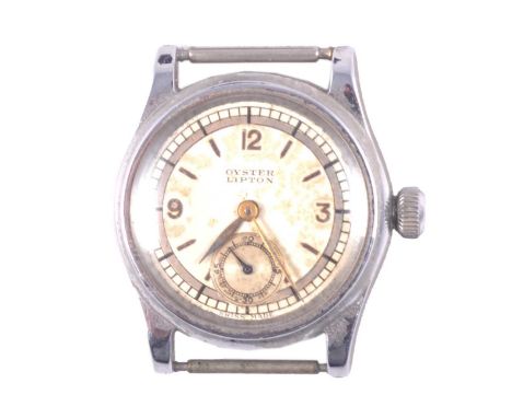 Oyster Lipton - a gentleman's stainless steel manual wind wristwatch, 22mm circular champagne baton dial with Arabic numerals