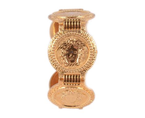 Gianni Versace - a Medusa Coin gold-plated quartz bracelet wristwatch, 23mm circular gold-coloured dial with Medusa's face to