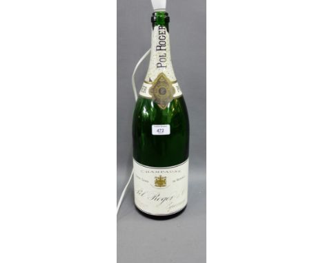 Large Pol Roger &amp; Co Champagne bottled, converted to a table lamp, 48cm high excluding fitting 