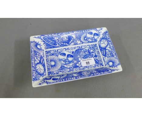 Spode Millennium rectangular blue and white dish, 22cm long 