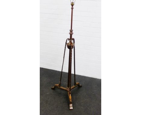 Copper Art Nouveau adjustable standard lamp