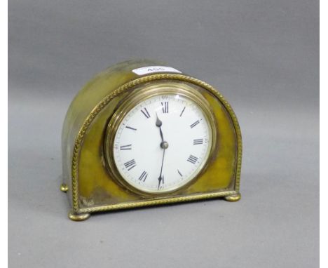 Epns domed top mantle clock with enamel dial and Roman numerals, 13cm high