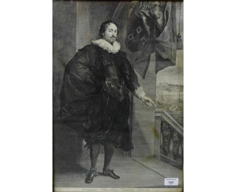 After Van Dyke 'Dominus Nicolaus Vander Borcht'  Engraved print in a glazed and ebonised frame, 35 x 50cm 