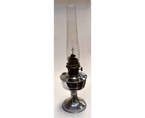 Chrome mid 20th Century oil lamp with funnel&nbsp;