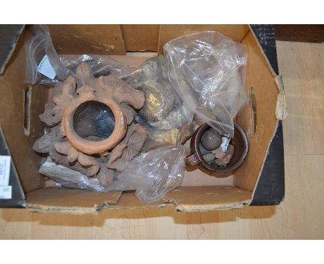 A box of curiosities to include fossils, Roman ceramics, Stone Age flint tools etc.