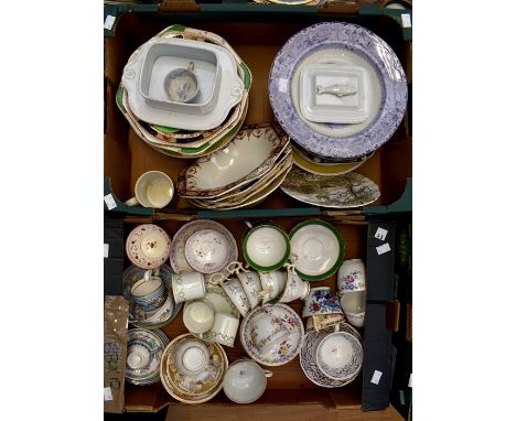 A collection of Victorian cup and saucers, trios some with gilt decoration, various designs and factories, together with misc