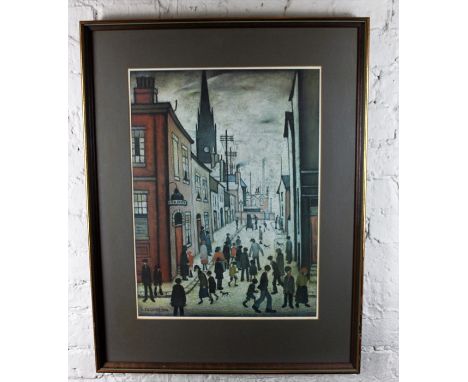  After, Lowry, L.S. (1887-1976): A framed and glazed colour print, 'The Organ Grinder', 40cm x 53cm approx.