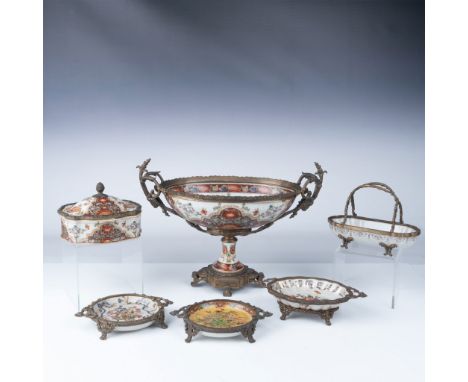 A stunning collection of Chinese export porcelain tableware featuring intricate hand-painted floral and bird motifs, each acc