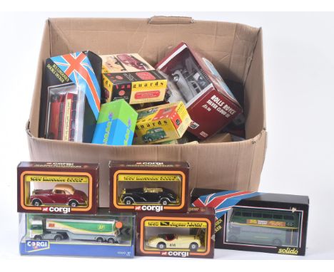 A large collection of assorted boxed diecast models of various scales and makers to include; Corgi, Solido, Lledo Vanguards 1