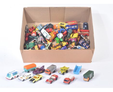 A large collection of assorted vintage diecast model cars, largely Lesney made Matchbox Series and Matchbox Superfast along s