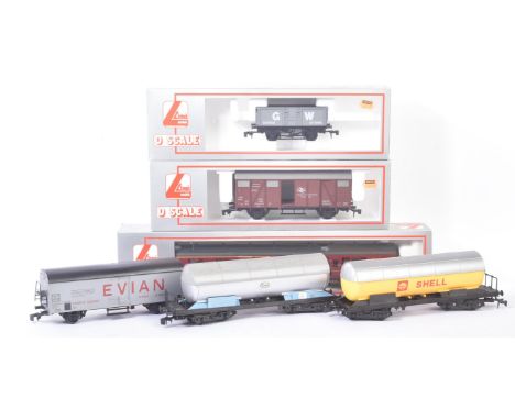 A collection of x6 Lima O gauge model railway trainset locomotive rolling stock wagons to include; Continental Bogie Tanker -