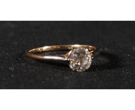 Diamond solitaire ring with old-cut brilliant, approximately .6ct.   CONDITION REPORT:  Some scuffs to the surface of the dia