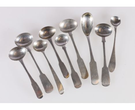 Nine condiment spoons, Perth various mostly R Keay one with Edinburgh mark for 1810.