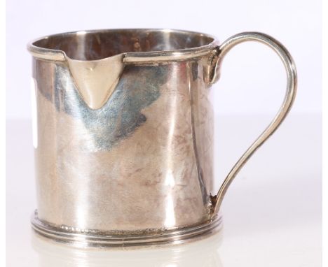 Spouted mug with plain loop handle marked 'R' 6cm high