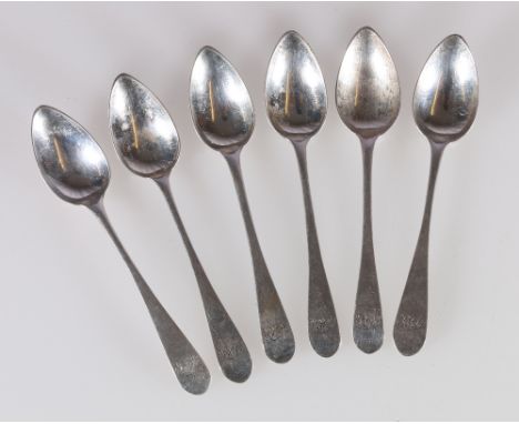 Set of six tea spoons initialled maker 'R' probably Edinburgh c1800