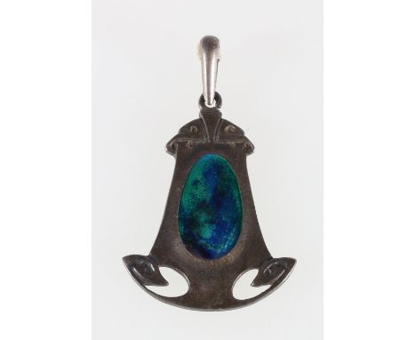 Art Nouveau silver and enamelled pendant, Birmingham 1905 maker William Hair Haseler, 5cm long CONDITION REPORT: There is som