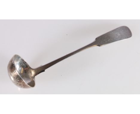 Ladle of fiddle pattern initialled by John Sellar, Wick c1825 CONDITION REPORT: Spoon is initialled, hallmarks are badly rubb