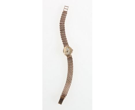 Ladies 9ct gold Rotary wristwatch with quartz movement on flexible link bracelet also 9ct yellow gold, 15.5g