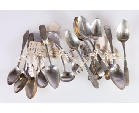 Tea spoon initialled probably B.Lumsden, Montrose c1800 a ladle, another S.Reily, a ladle R Keay, Perth and five others unmar