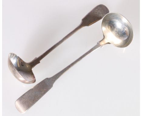 Toddy ladle of fiddle pattern plain by Thomas Stewart, Inverness and another similiar initialled by George Booth, Aberdeen bo