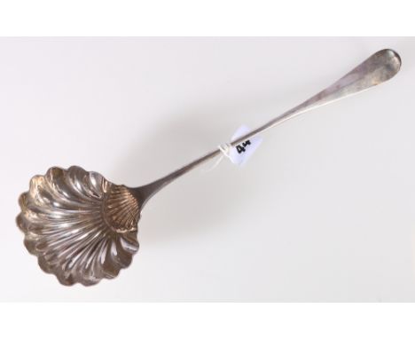 Soup ladle with scallop bowl by Alexander Graham c1770, Glasgow, 34.5cm, 6oz.