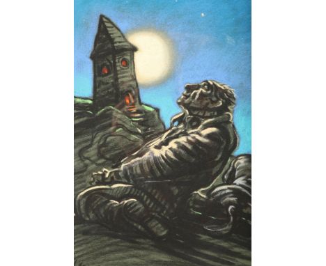 Peter Howson OBE (Scottish Born 1958) ARR Framed pastel, signed 'Moonlight Prayer' 29cm X 21cm