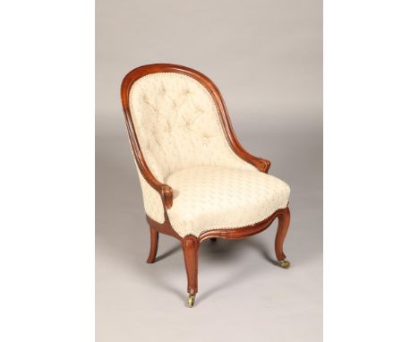 Victorian rosewood ladies button back armchair