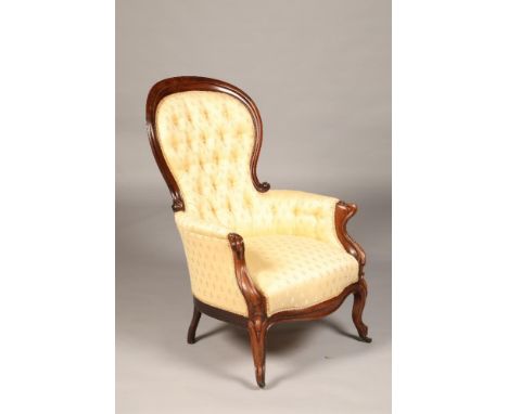 Victorian rosewood button back armchair, height 106cm, width 69cm