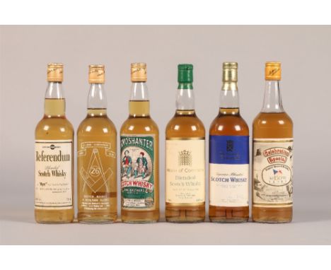 Six assorted bottles of blended scotch whisky, Gordon & MacPhail House of Commons 70cl 40%volLang Brothers Tam O'Shanter 70cl