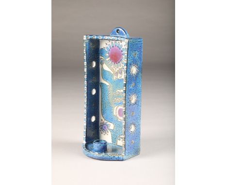 Royal Copenhagen ceramic wall sconce, rectangular form, decorated in blue stylised flowers, N'455/3245 height 30cm