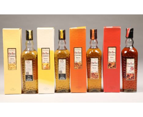 Set of four limited edition Old Parr Scotch whisky, winter contemplation, spring anticipation, summer fulfilment, autumn refl