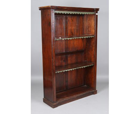 A Victorian rosewood bookcase, fitted with two adjustable shelves, height 182cm, width 117cm, depth 40cm.Buyer’s Premium 29.4