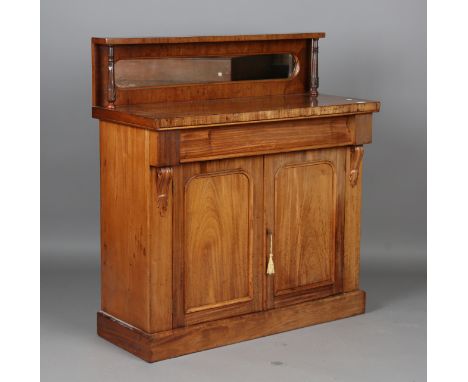 A Victorian mahogany mirror back chiffonier, height 114cm, width 106cm, depth 44cm, together with a Victorian mahogany framed