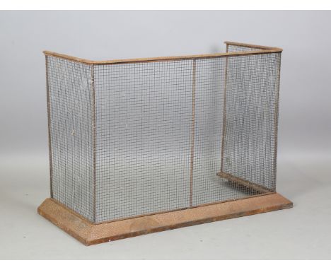 A 20th century brass and mesh nursery fire guard, height 82cm, width 116cm, depth 52cm.Buyer’s Premium 29.4% (including VAT @