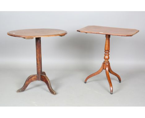 A Regency mahogany tip-top wine table, height 72cm, width 65cm, depth 47cm, together with a provincial softwood wine table, h