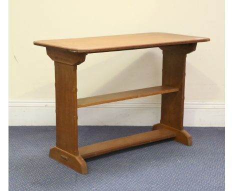 An early 20th century Arts and Crafts Cotswold School oak occasional table with overall chamfered corners, height 51cm, width