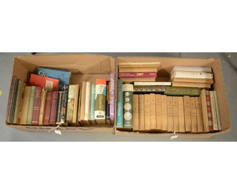 A selection of hardback and other books, primarily relating to coins and stamps, titles including: Art in Coinage, by C. H. V
