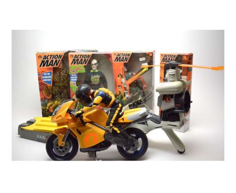 A selection of Action Man figures and model vehicles, including: Action Man professor Gangrene figure, in box; Action Man Gyr