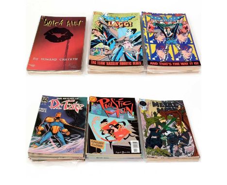 American Flagg! by First Comics, various issues and 1986 Special; and Black Kiss, No. 12, by Vortex Comics; Blue Devil, No. 1