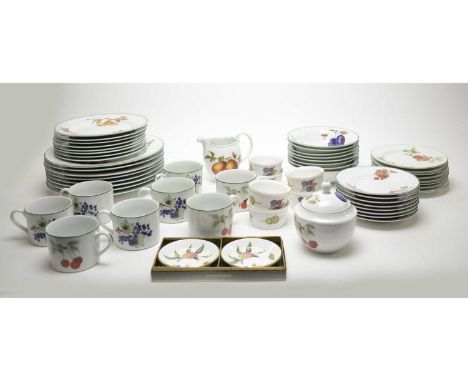 A Royal Worcester ‘Evesham Vale’ pattern dinner service, comprising eight place settings, cream and sugar; together with six 