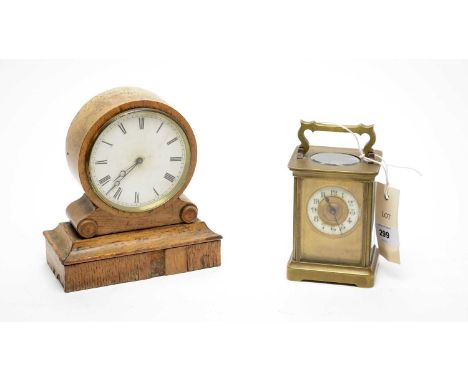 A 19th Century French brass carriage clock, with Arabic white enamel dial, platform lever escapement, 14.5cms high including 