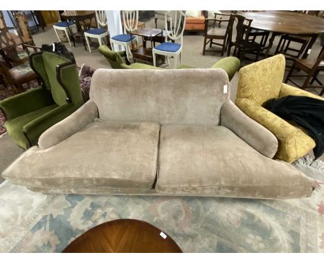 Sofarooms of Devon: a bespoke hand-made corner sofa, with outsplayed arms and two down-filled cushions, fluted melon pattern 