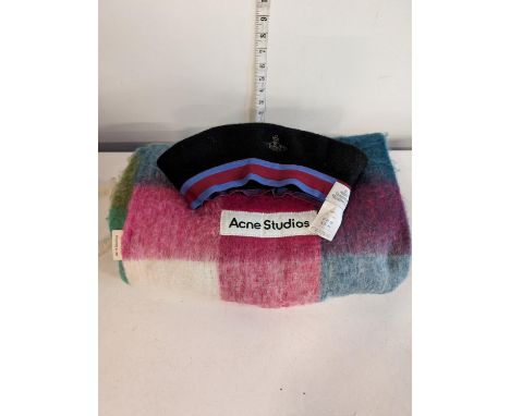 A Vivienne Westwood Beret and Acne Studios woolen scarf unauthenticated 