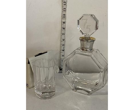 A boxed Villeroy &amp; Boch whiskey tumbler with a hallmarked silver collard Villeroy &amp; Boch decanter (75 etched on stopp