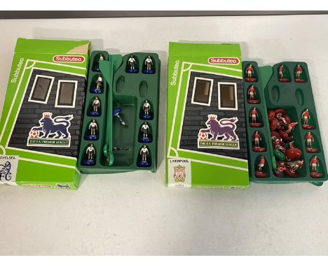 Two Subbuteo football teams Liverpool &amp; Chelsea 